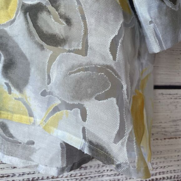 Plus Size 20W Floral Burnout Button Up Blouse Topper Semi Sheer Yellow Gray BOHO - Picture 7 of 10
